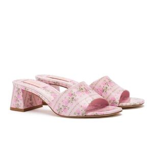 LoveShackFancy X Larroude Brigitte Mule in Rose Blushing Pink Patent - Size 7